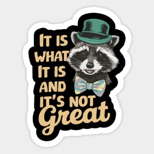 It Is What It Is And It's Not Great. Funny Raccoon Sticker